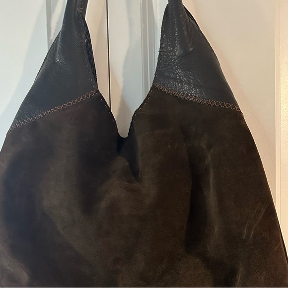 Carla Mancini vintage brown suede w/ leather handles & leather top sides see pic - Picture 3 of 8